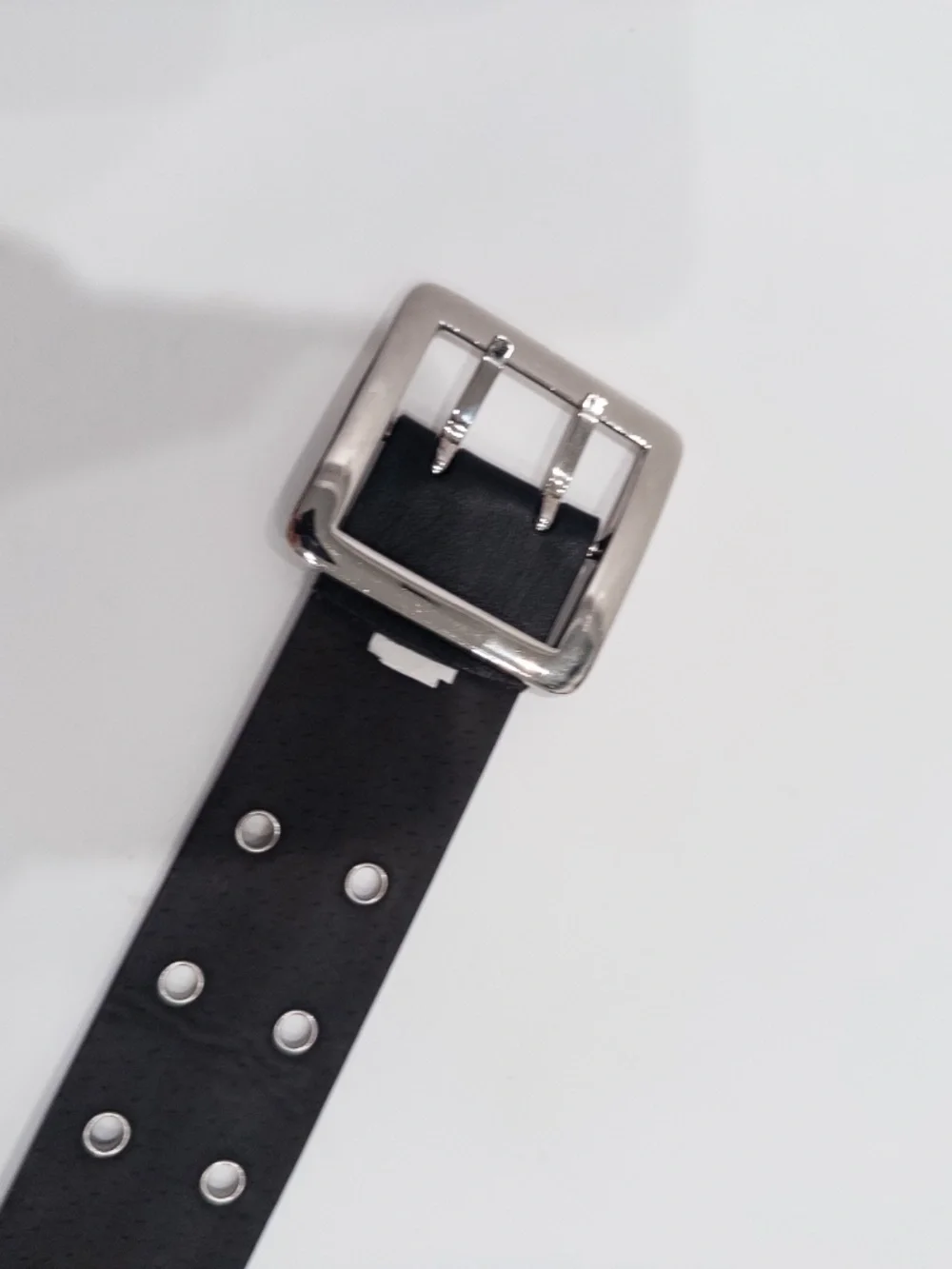 Y2k black grommet belt silver grommets 39